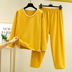 Autumn and winter new women's warm autumn clothes and trousers suit pajamas long sleeved trousers Darlon large size home clothes