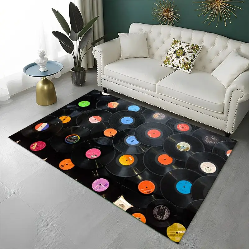 Retro DJ Vinyl Record Music Large Area Rug Non-slip Durable Carpet for Bedroom Living Room Sofa Doormat Home Decor Floor Mat