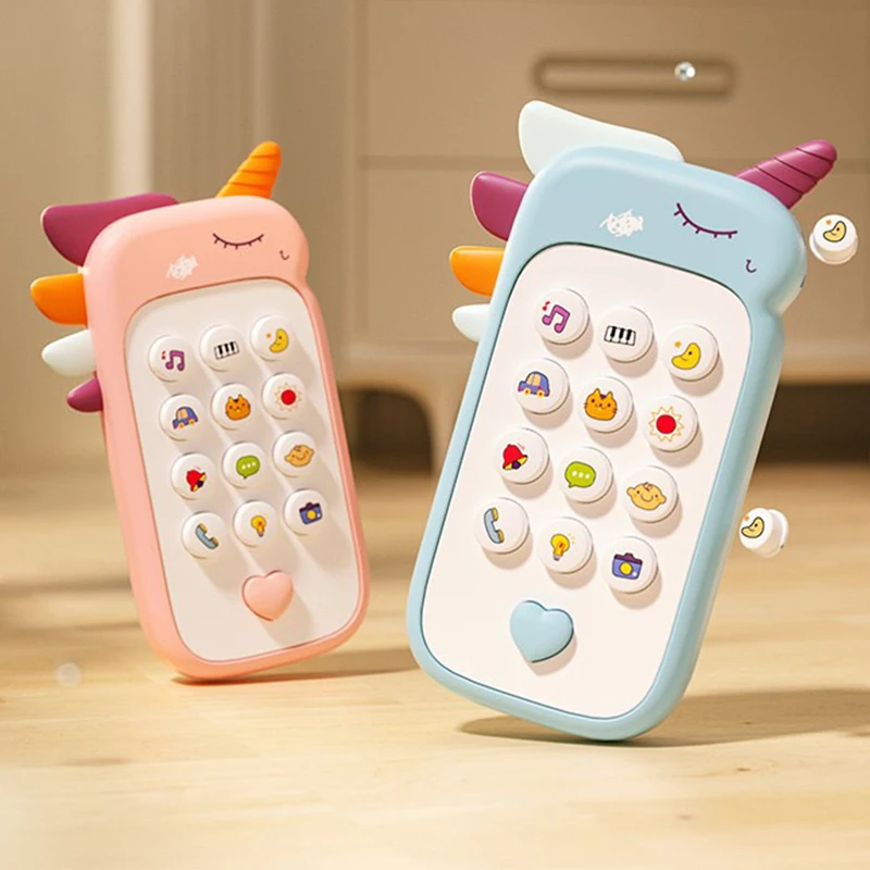 Baby Phone Toys Music Sound Machine Cartoon Telephone Soothe Sleep with Teether Electronic Learning Kids Early Educational Toys