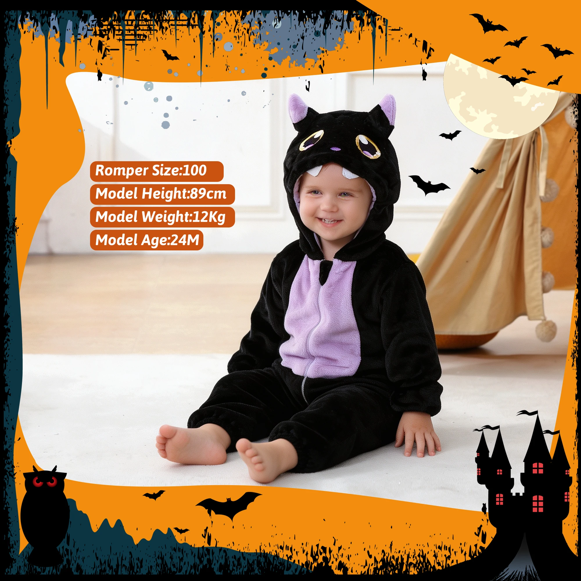 MICHLEY Halloween Cosplay Neugeborenes Baby Mädchen Kleidung Strampler Cartoon Giraffen Kostüm Jumpsuit Winter Warmer Einteiler Outfit für Jungen – Detail 9