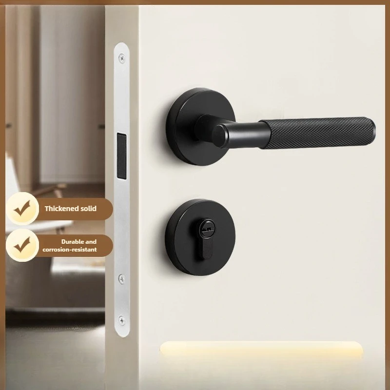 

Integrated Lock Bedroom Magnetic Suction Silent Split Door Indoor Wooden Door Handle Simple Household Suitable for 35-45mm
