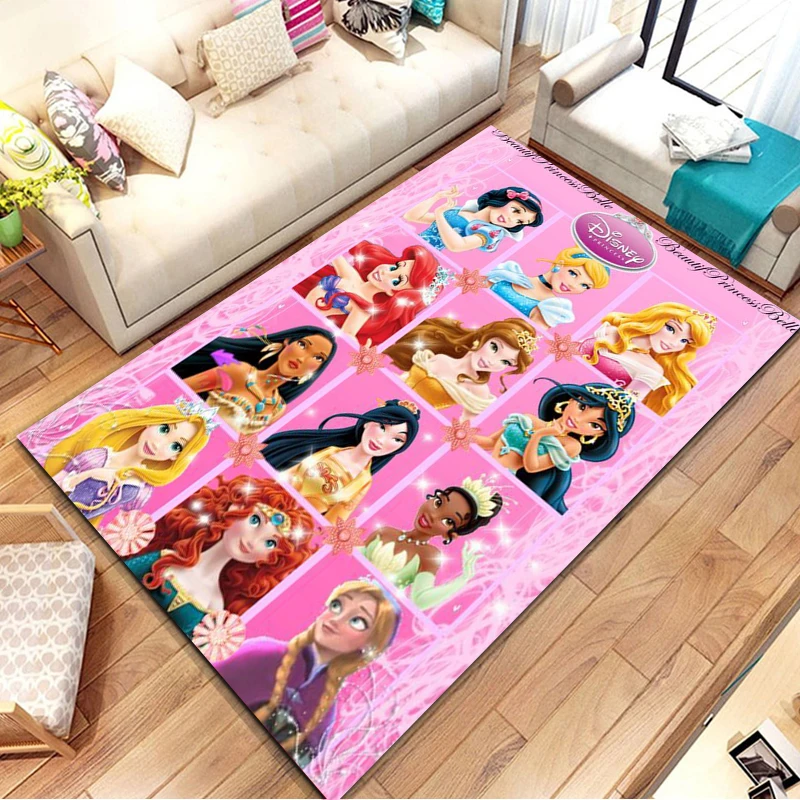 Disney Princess Pattern Large Area Rugs Carpet for Home Living Room Bedroom Sofa Doormat Decoration Non-slip Kids Mats Potdemiel