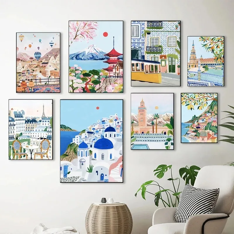 ملصق مدينة سفر كلاسيكي شمالي ، باريس ، ليسبون ، منظر طبيعي ياباني ، لوحة فنية على قماش الكانفاس ، هدية للتدفئة المنزلية ، صور جدارية ، ديكور منزلي #2