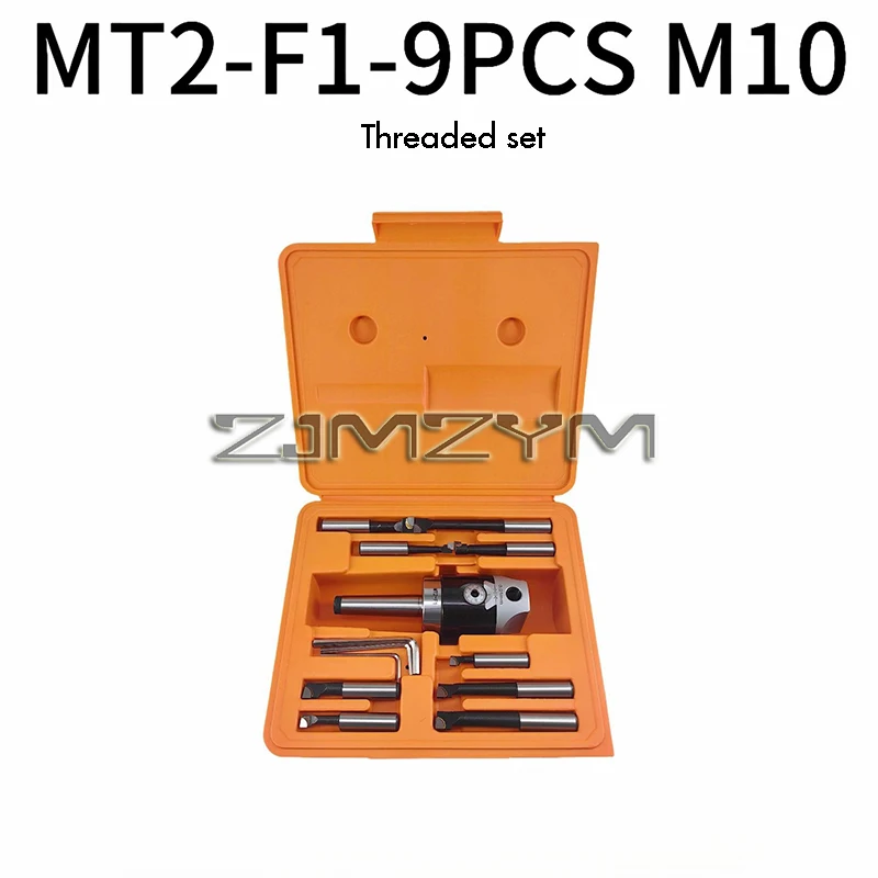 F1Boring Head Kit MT2-F1-9PCSM10 Threaded Boring Head with MT2 Boring Tool Holder F1-12mm Draw Bars Boring Head Tool Set