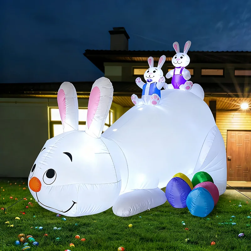 

10 Ft Huge Inflatables Easter Bunny with Rabbits Eggs 2026 New Outdoor Decoration Inflatables Bunny Blow Up Easter Party Toys