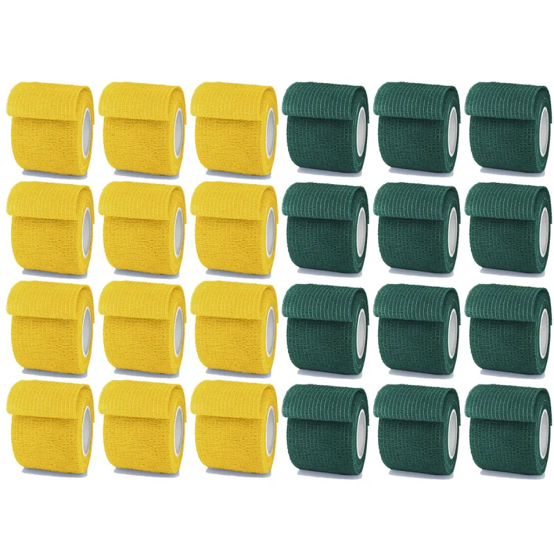

1/24 шт., 4,8 м, темно-зеленый, желтый, спортивный самоклеящийся эластичный бинт, эластопласт для поддержки колена, подушечки для пальцев, лодыжки, ладони