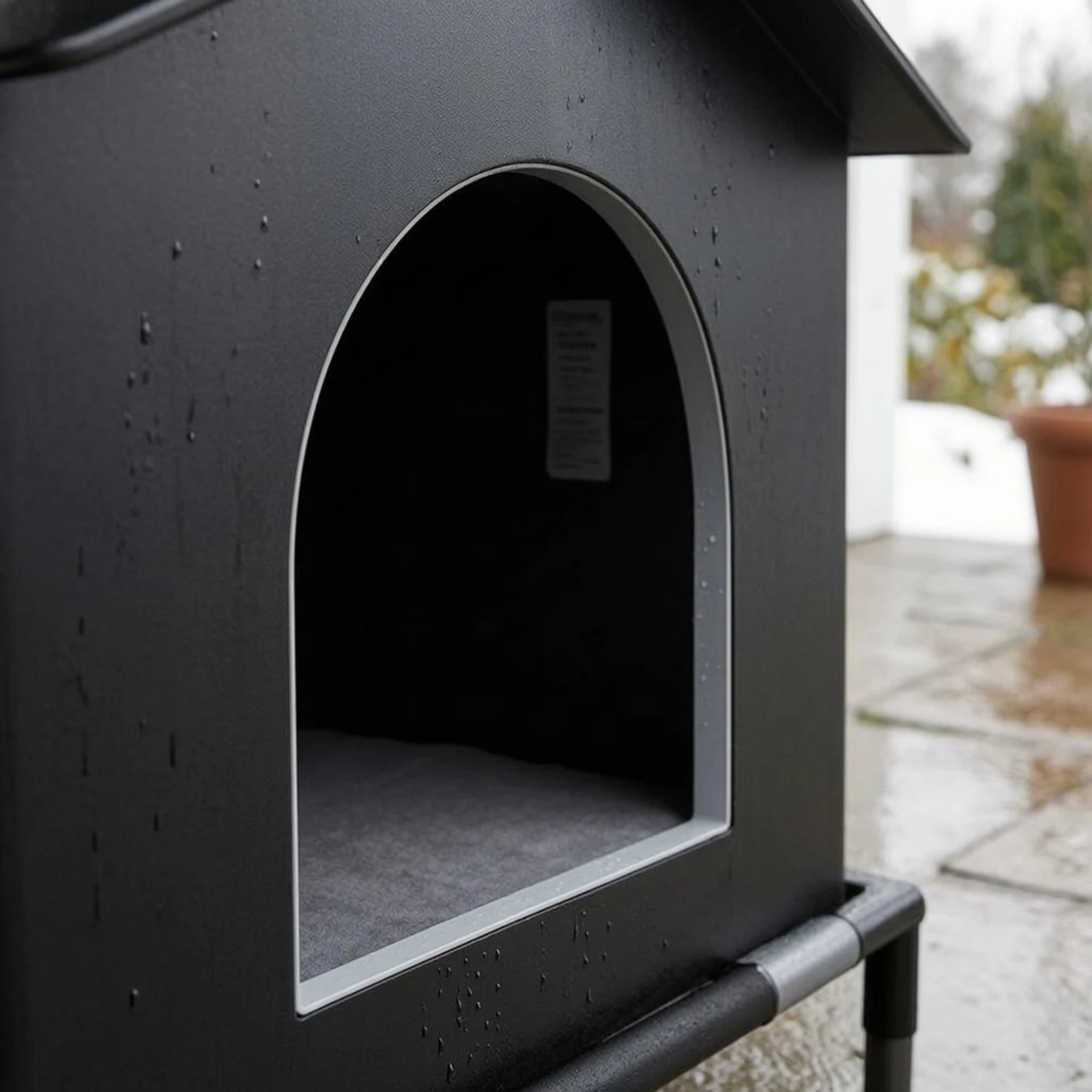 Outdoor Cat Shelter Cylindrical Frame Sloped Roof Cat House
