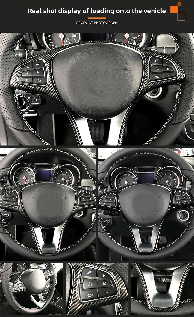 Car Steering Wheel Cover Decoration Trim 4Pcs Colors For Mercedes Benz A B C E S Class GLA GLC CLA GLE GLS CLS Universal