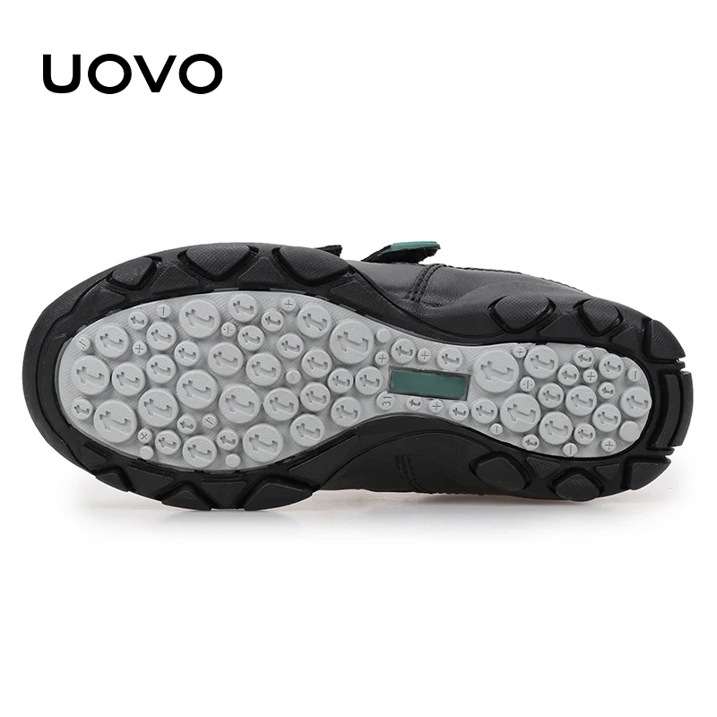 UOVO-Zapatillas deportivas de piel auténtica para niño, zapatos informales de color negro, talla 31-42, para primavera y otoño, 2024