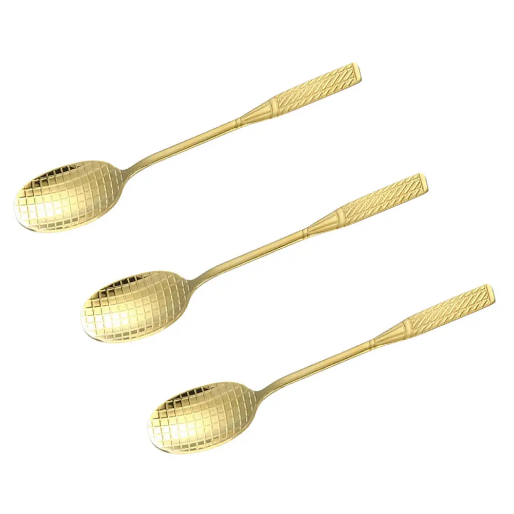 3Pcs Stainless Steel Coffee Spoon Ergonomic Tennis Racket Design Bright Polished Finish for Dessert Ice Cream Stirring Home
