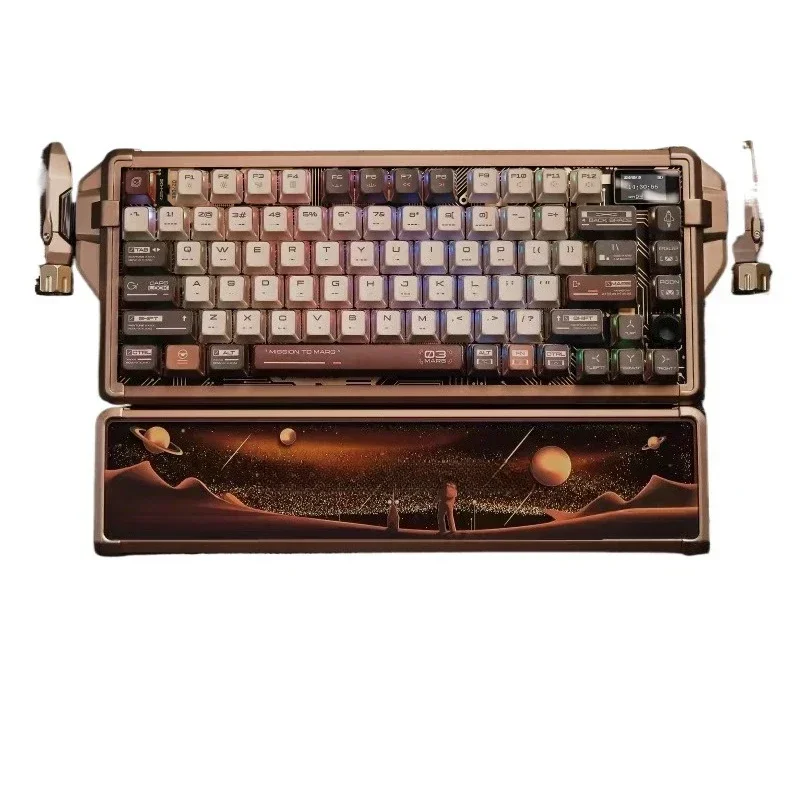 

03 aluminum alloy custom three-mode wireless mechanical keyboard 75% with aluminum lump kit