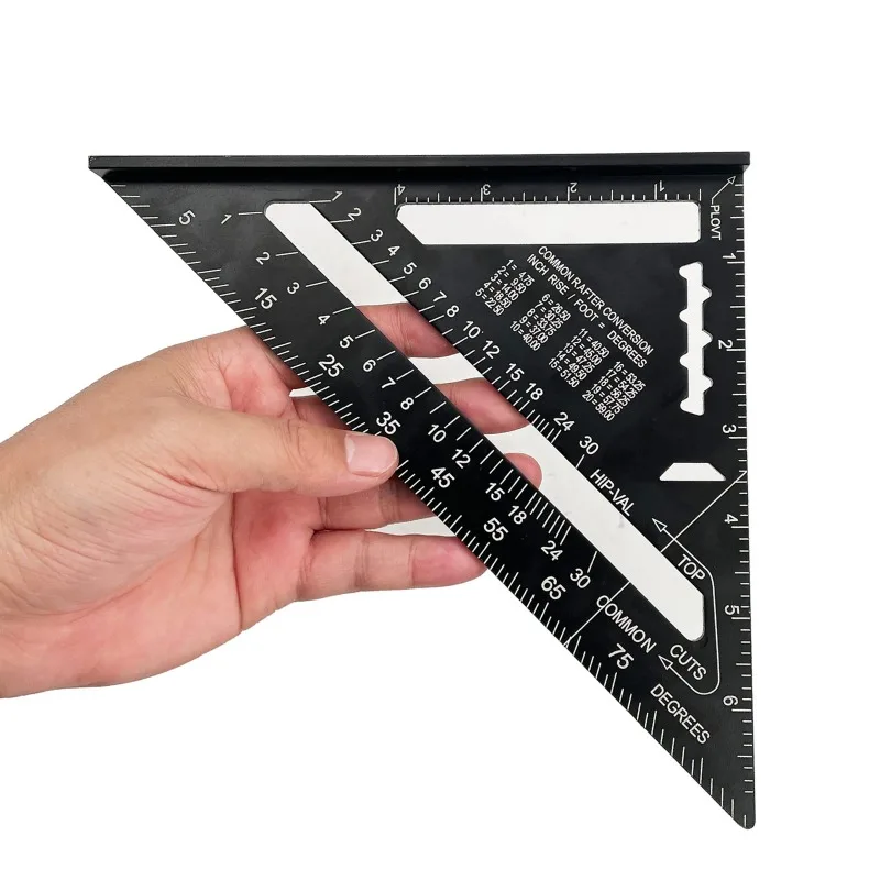 

7/12 Inch Rafter Square Aluminum Alloy Double Scale Triangle Ruler Angle Ruler Carpenter Triangle for Woodworking and Carpentry