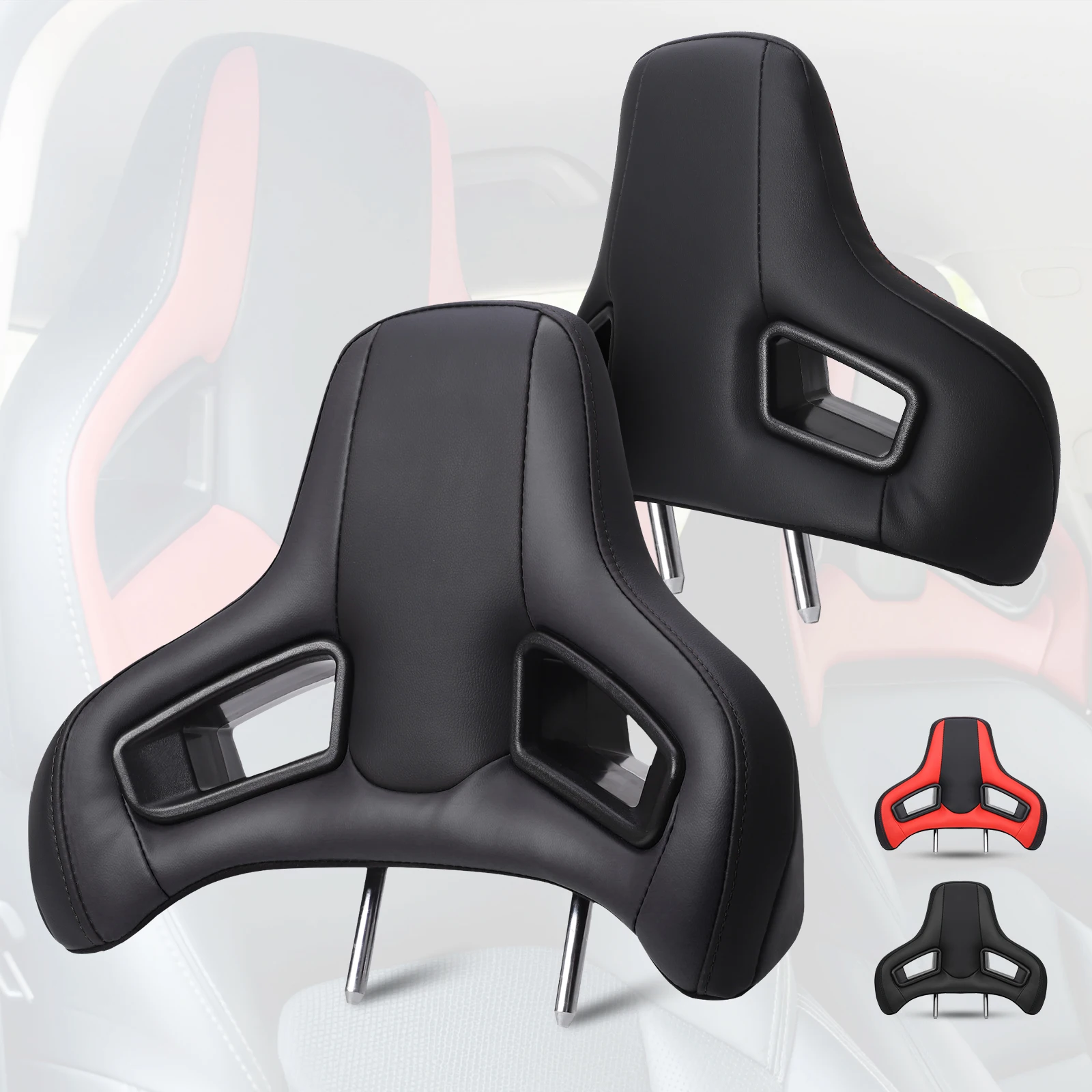 

1PCS 495MM Sport Modified Seat Headrest PVC Leather Plug & Play System Neck Pillow Cushion For Universal Car Racing Seat Pillow