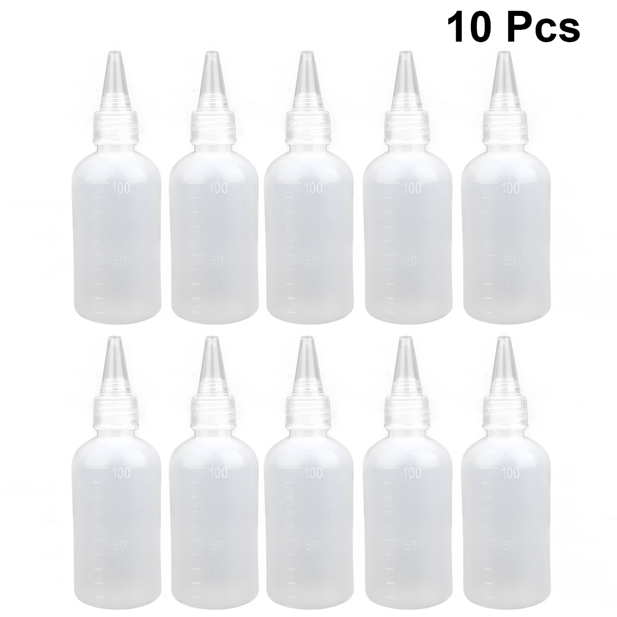 10 Stück 100 ml leere Quetschflasche für Flüssigkeiten, auslaufsicher, nachfüllbar, Reisespender mit Messskala, tragbar, kleine Größe