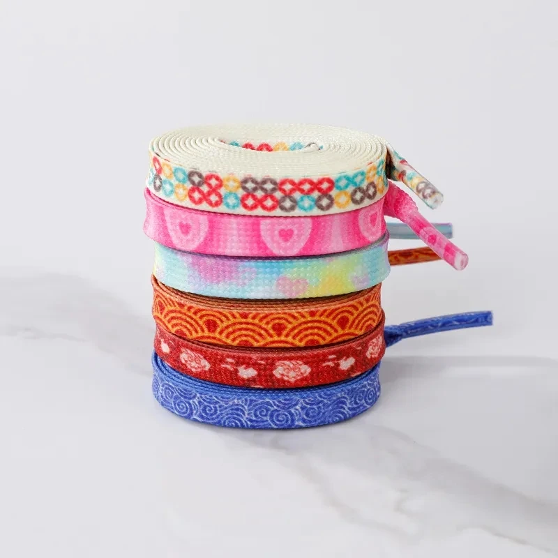 Fashion Jubilation Print Elastic Laces For Sneakers 6MM Width Colorful Flat Shoelaces For Men Women Running Shoes Accessories