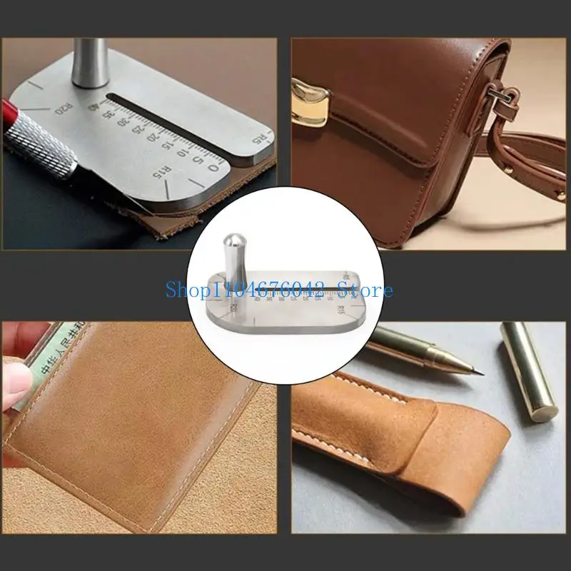 652F Punching Aid Plate with Measuring Ruler Leather Stitching Aid Plate Tool for Pulling up Pricking Iron or Lacing