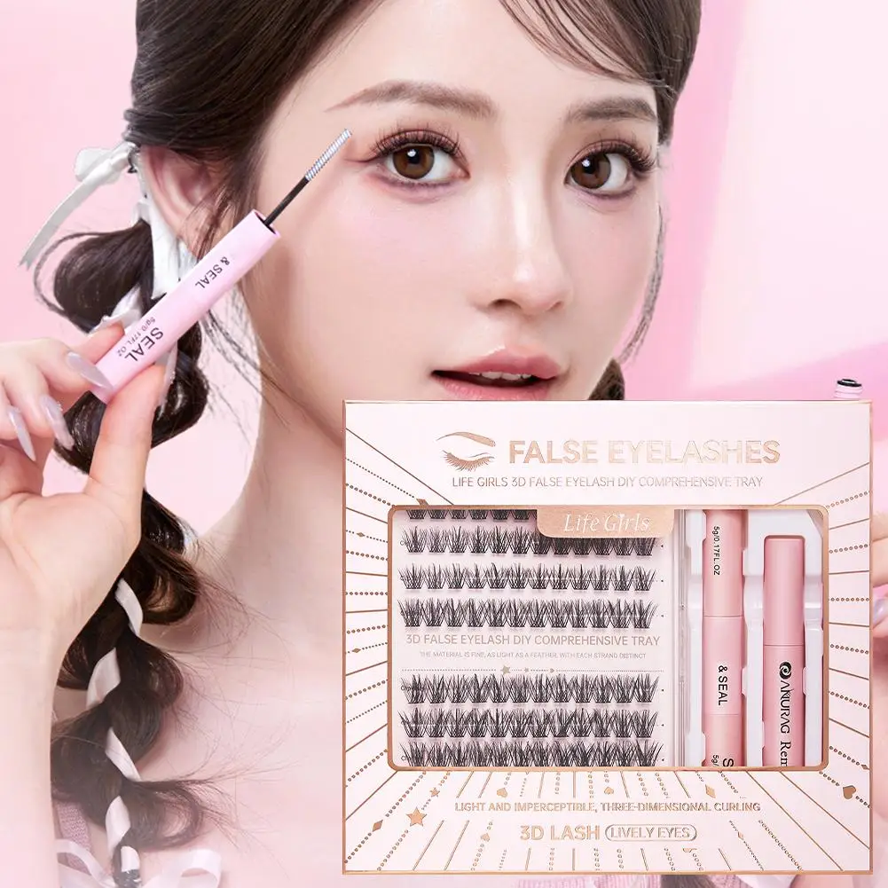 Zestaw Kępki Sztucznych Rzęs 8 Stylów Przedłużanie Rzęs Kępki Puszyste Zestawy Rzęs z Paskiem Efekt Wispy Sztuczne Rzęsy Pęseta z Uszczelką Cienkie Podkręcone U1W1