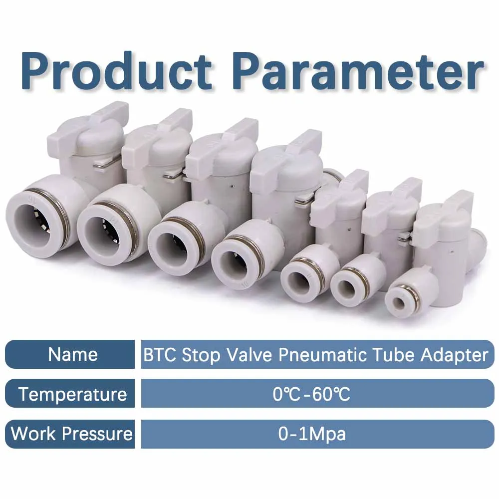 4-16mm Hand Valve Hose Adapter Slip Lock Quick Insert Release Connector for Stop Water Shut Off Pneumatic Joints Tubing Fitting
