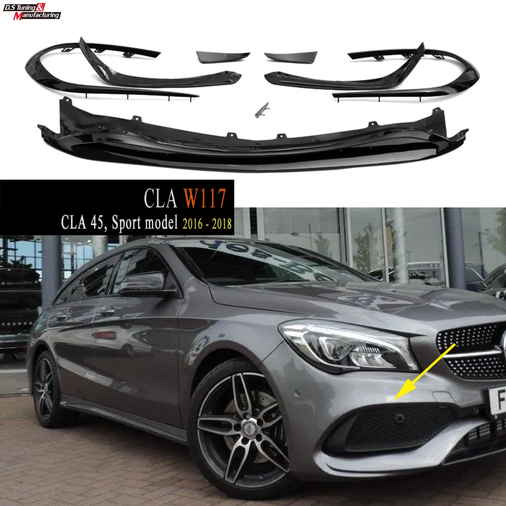 Front Bumper Canard Splitter Lips for Mercedes CLA C117 X117 CLA45 CLA 45 & Sport Models  (2016 - 2018), Fitment Guaranteed