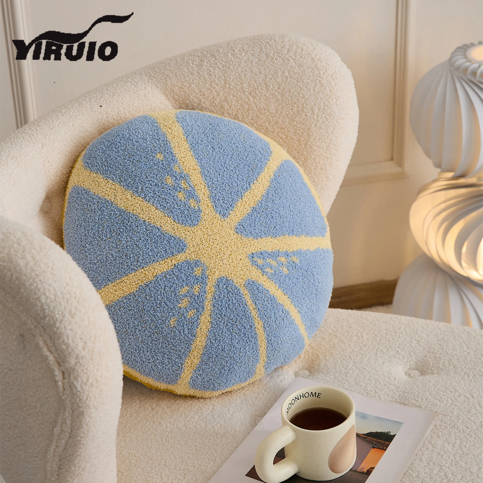 YIRUIO Kawaii Lemon Design Throw Pillow Winter Warm Soft Fluffy Downy Microfiber Knitted Sofa Bed Chair Couch Seat Back Cushion