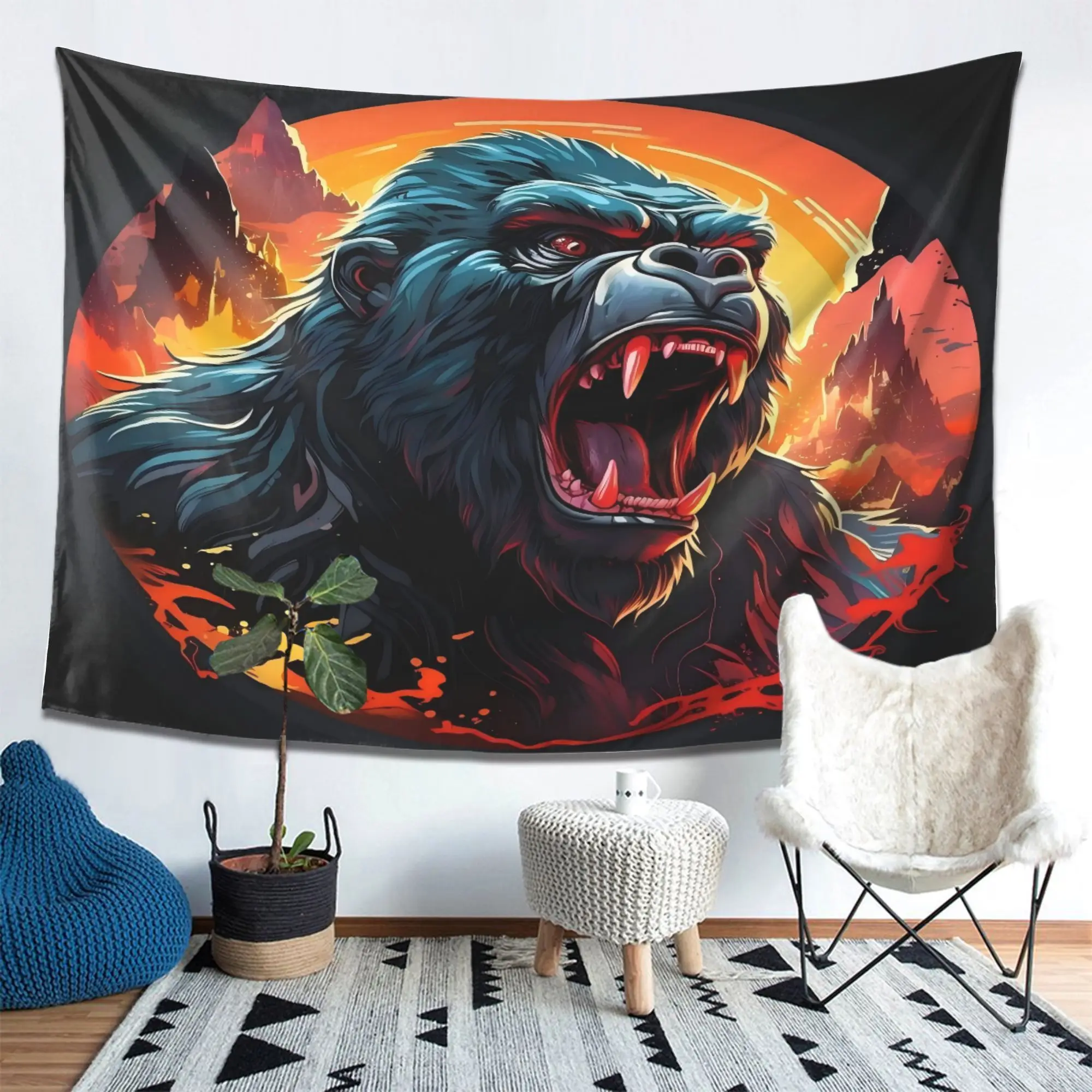 

Гобелен Fierce Gorilla — незаменимый для современного домашнего декора гостиной и спален, с уникальным дизайном.