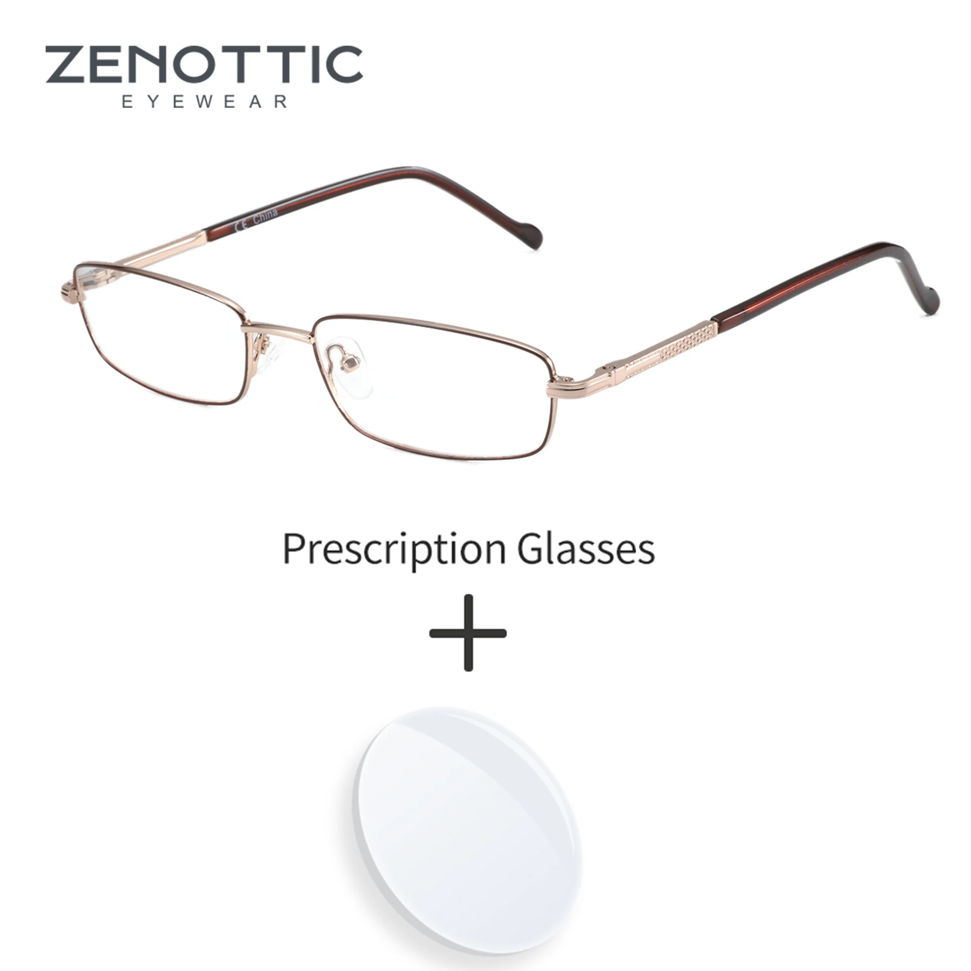 

ZENOTTIC Fashion Men Prescription Glasses Metal Rectangle Progressive Optical Eyeglass Myopia Hyperopia Anti Blue Light Eyewear