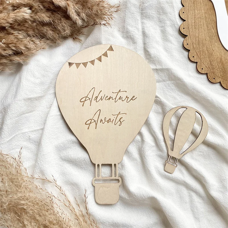 INS Nordic Wooden Hot Air Balloon Wall Stickers Wood Balloon Sticker Set Kids Room Decoration Ornament Home Crafts Nursery Decor view 6
