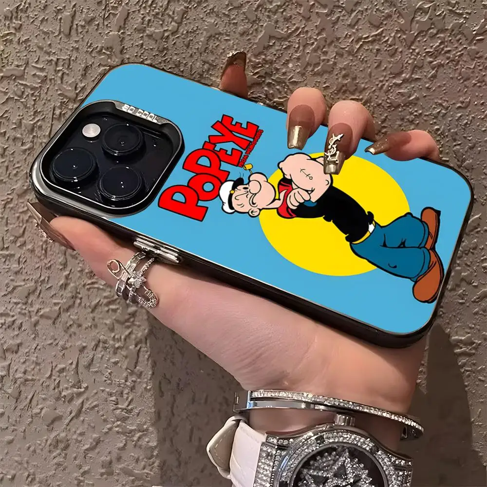 Sailor Popeye The Sailor Phone Case Matte Colored Silver Phone Case For Iphone 16 15 14 Pro 13 12 Plus 11 7 8 Cover