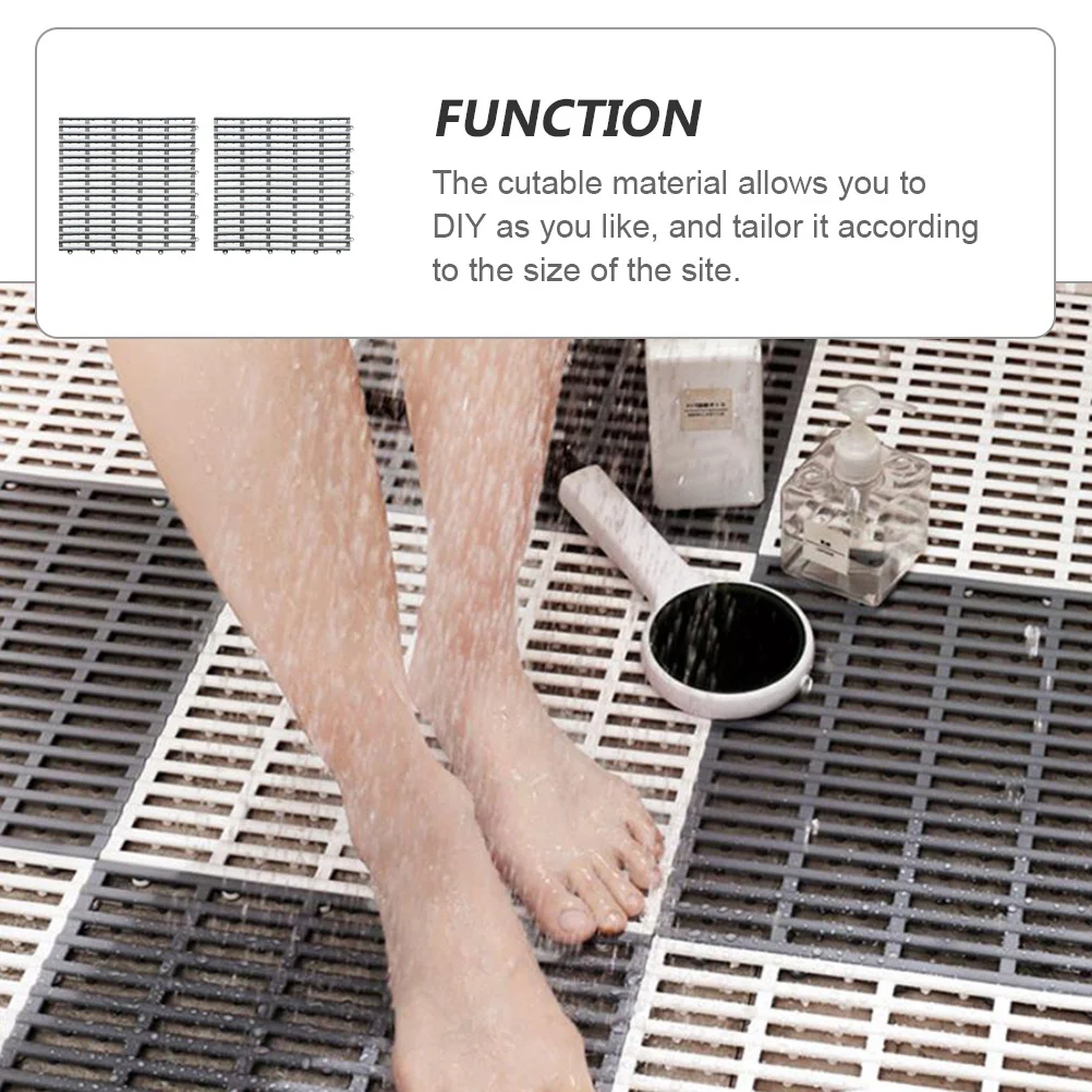 

2Pcs Non-Slip Bath Mat Splicing Floor Pad DIY Cuttable Waterproof Drainage for Bathroom Living Room Balcony Bath Mat