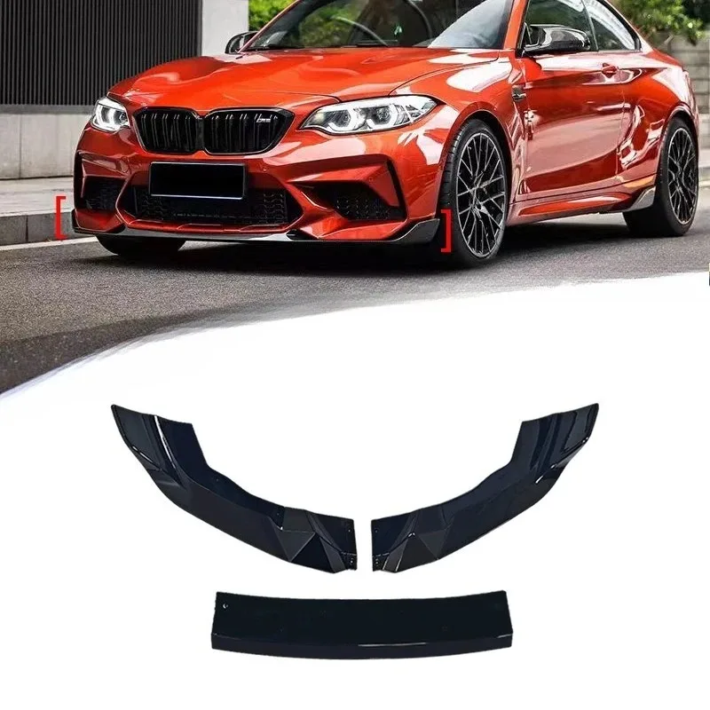 

Для BMW F87 M2 2015-21 глянцевый черный 3-компонентный передний спойлер для стайлинга автомобилей, высокое качество, прочный, простая установка, запасные части