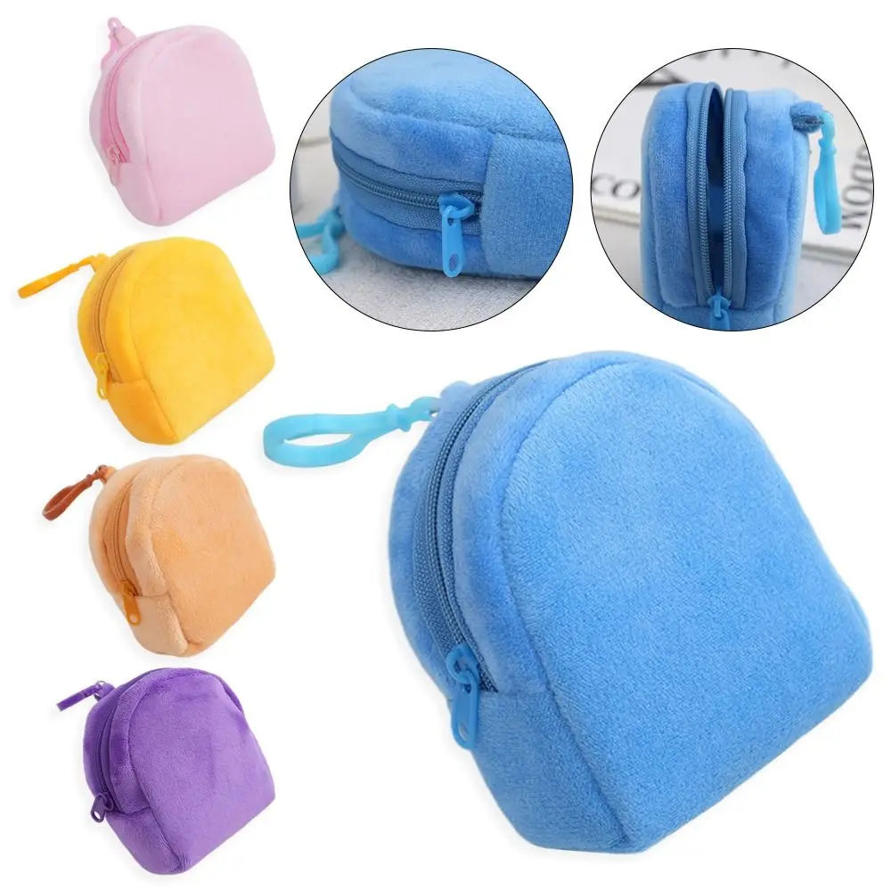 1 buah tas sekolah mewah dompet koin Kawaii warna murni gantungan kunci lucu dompet kartu ID tas koin permen untuk wanita