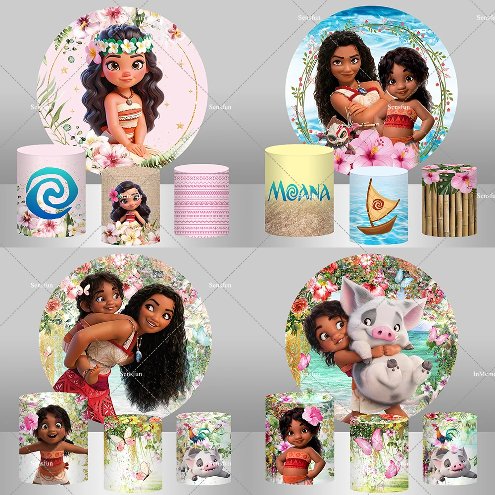 Moana tema cumpleaños redondo telón de fondo zócalo cubre verano Hawaii playa Maui Vaiana Baby Shower fiesta fondos suministros