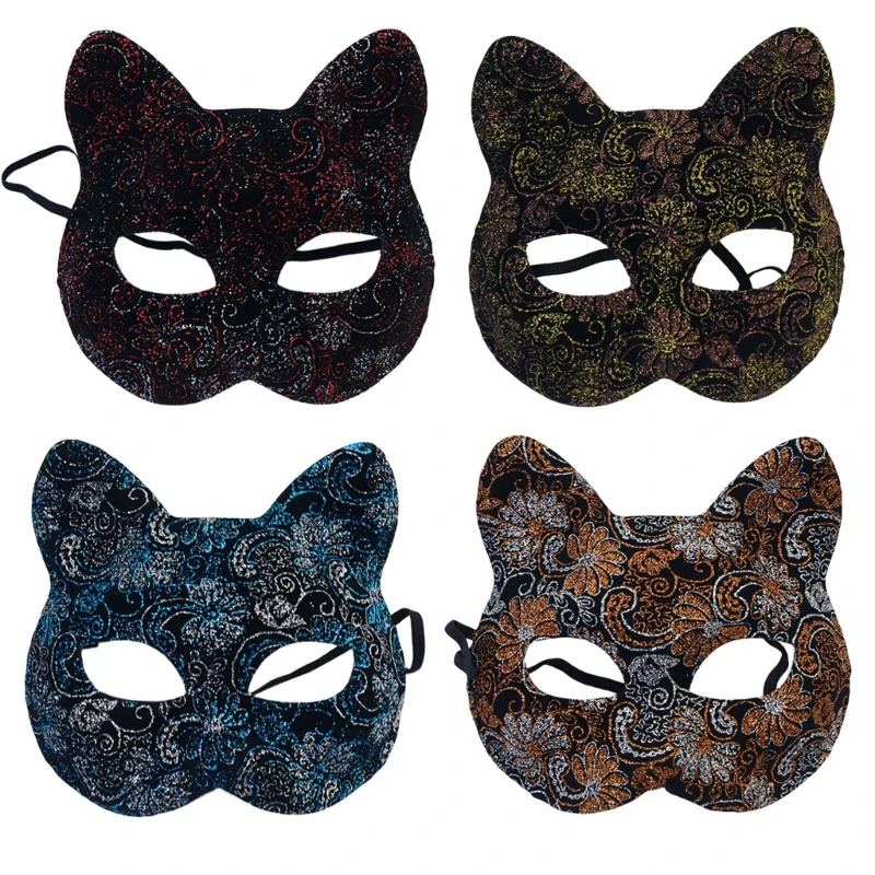 Masque pour chats, demi-masque masque décoration pour Halloween, masque animal DXAA