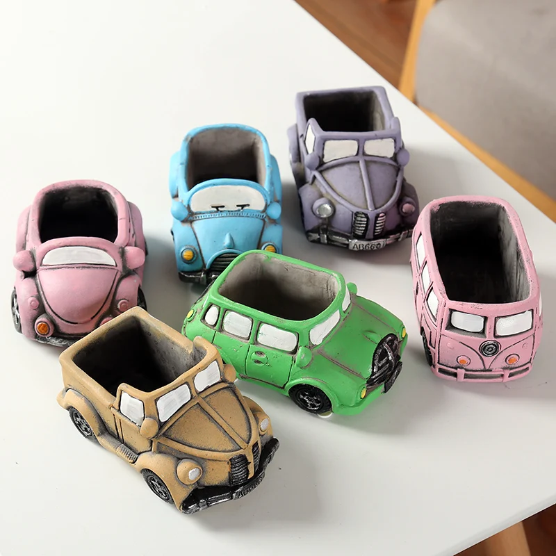 Korean Style Succulent Flower Pot Cartoon Cement Car Breathable Indoor Creative Personality Minimalist House Decoration