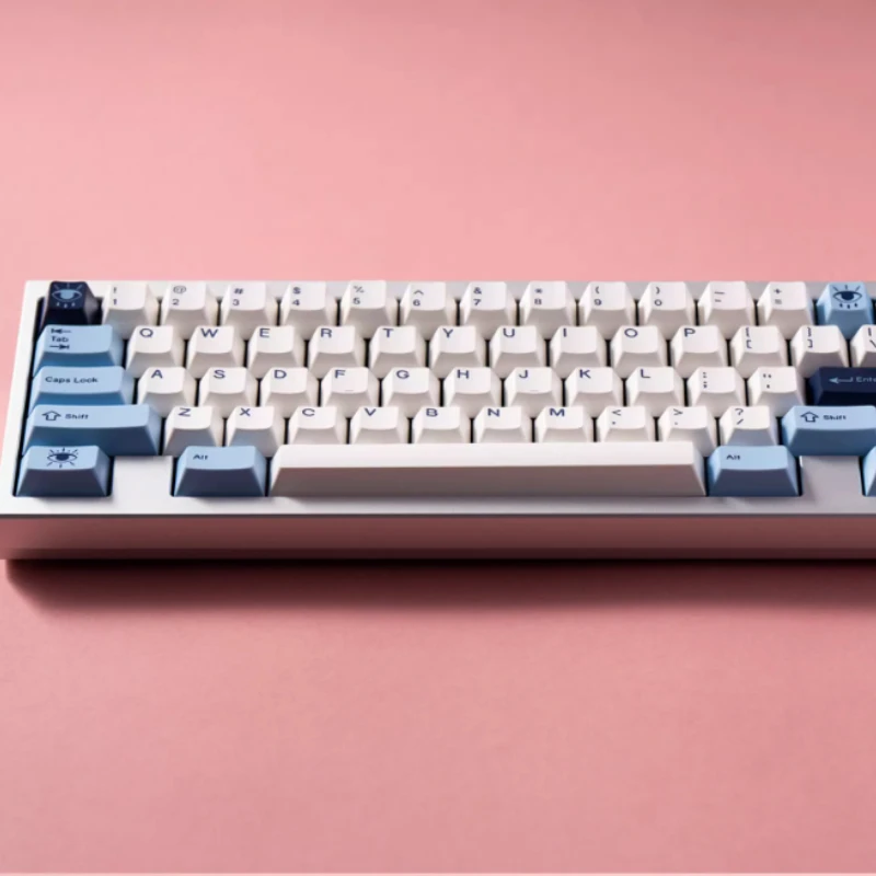 MiFuny Vision Keycap Custom PBT Cherry Profile Keycap Cute Grey Blue Anime Pattern Point Key Cap for Wooting Mechanical Keyboard