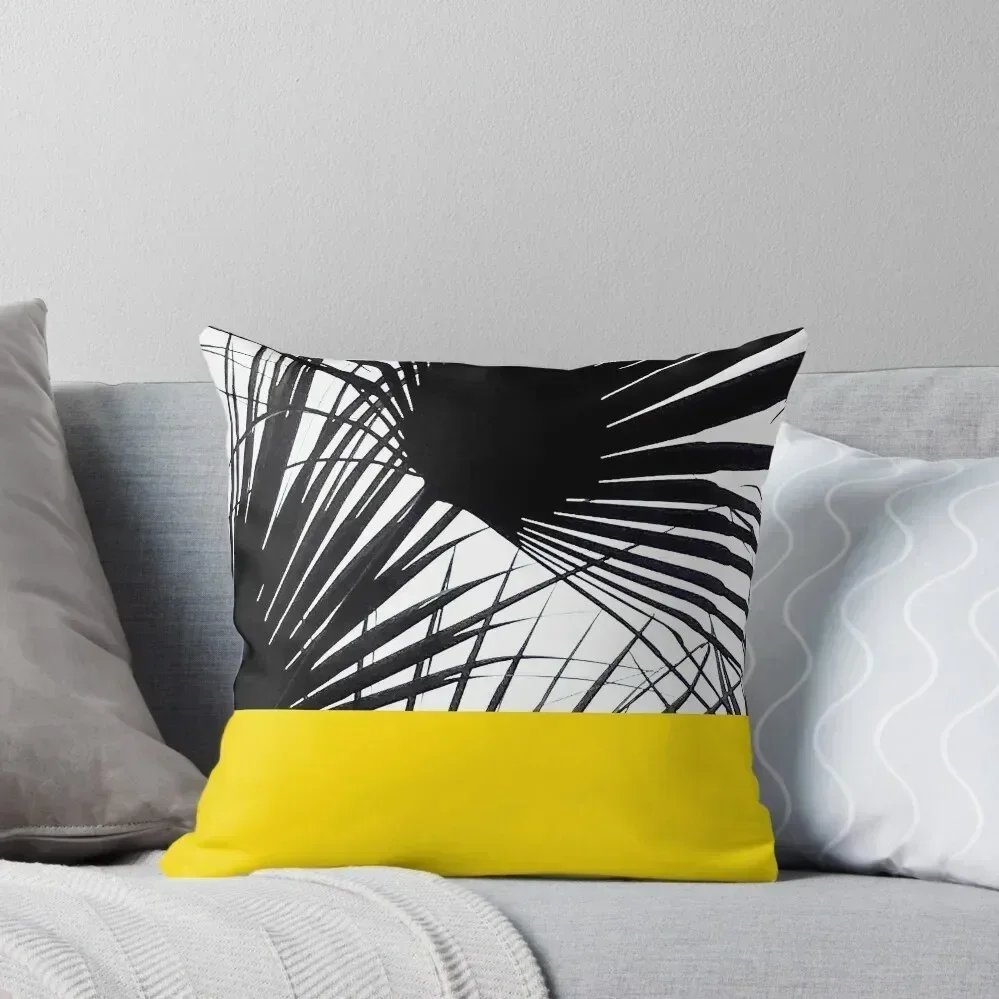 

Tropical Black and White Palm Leaves on Sunny Yellow Throw Pillow Pillowcase Pillowcase Cushion pillow