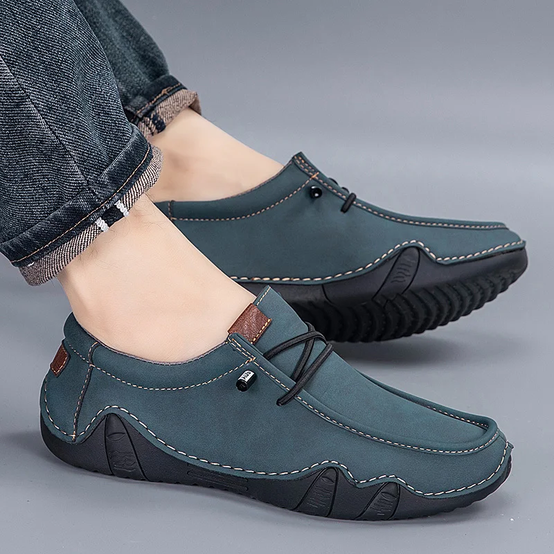 Mocassins artesanais de couro para homens, sapatos leves de direção, tênis casual, tênis original, plus size, luxo