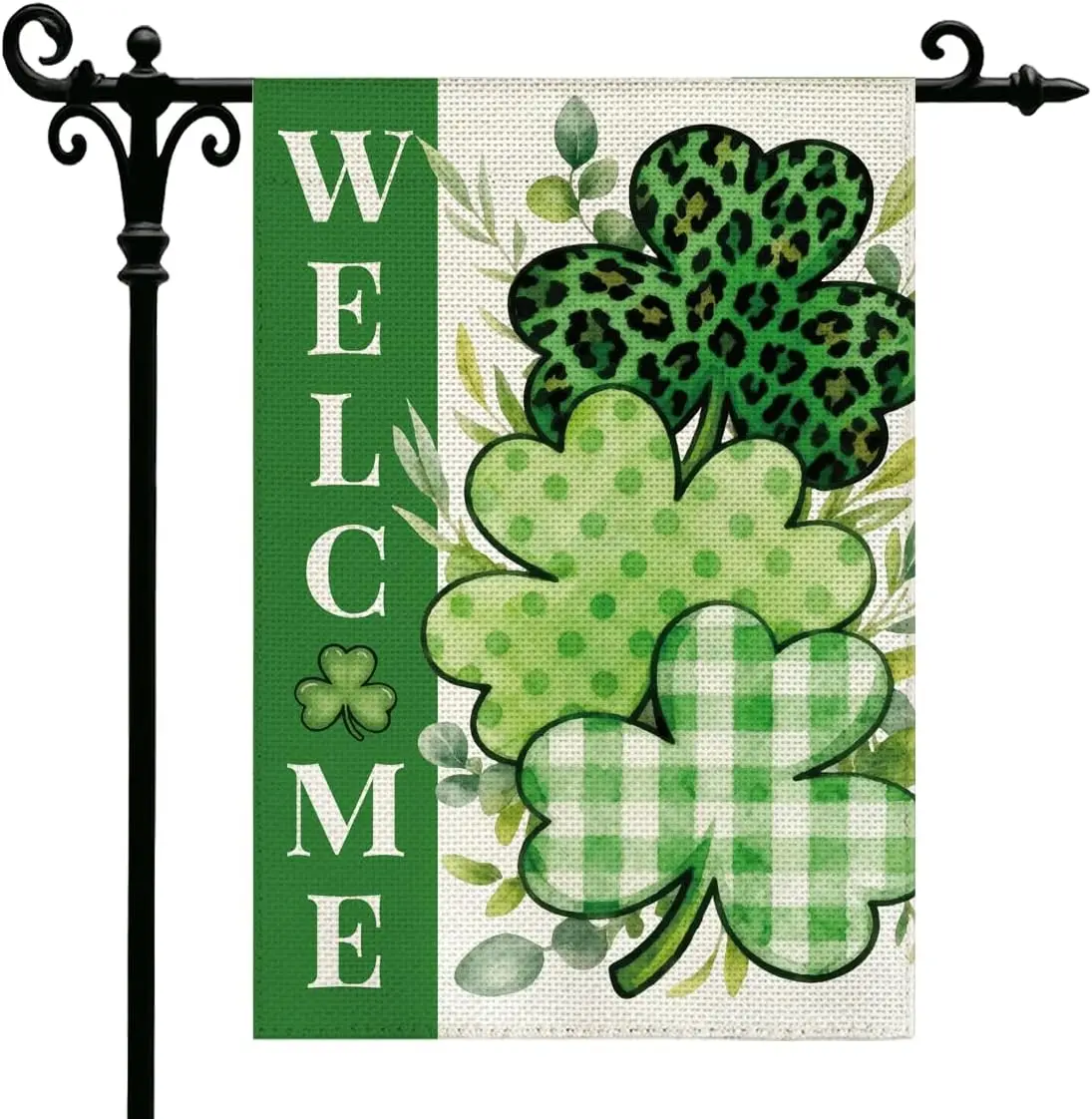 St Patricks Day Shamrocks Garden Flag, Outside Shamrock Lucky Irish Blessing Garden Flag Outdoor House Holiday Decorations,  ZZM