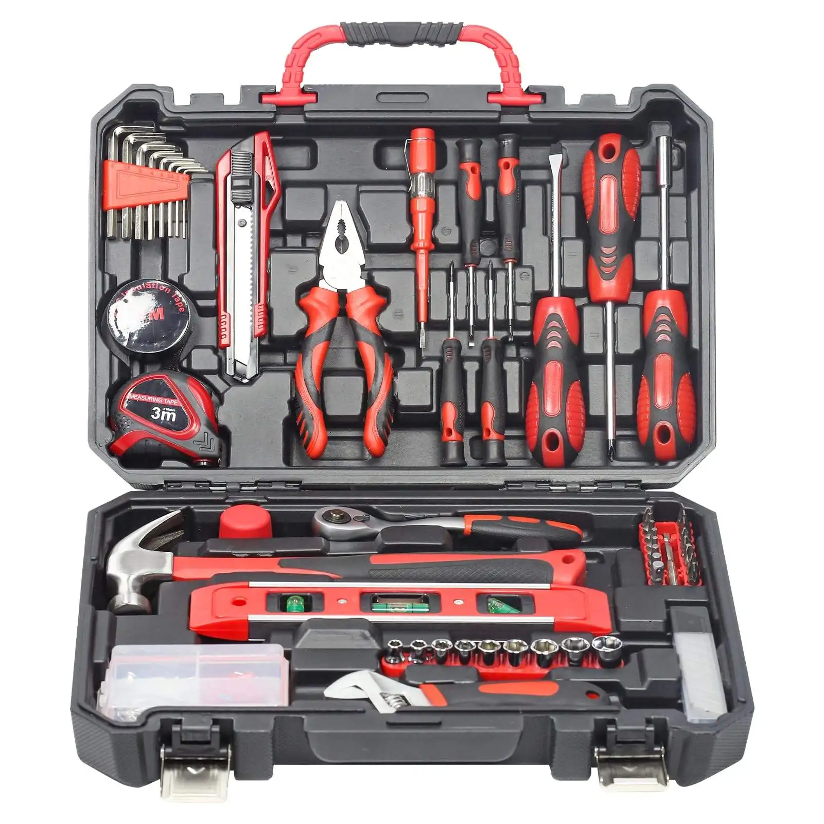 138-Piece Carbon Steel Tool Set Household Kit for Routine Repair and Maintenance, Professional Kit with Hard Toolbox Set