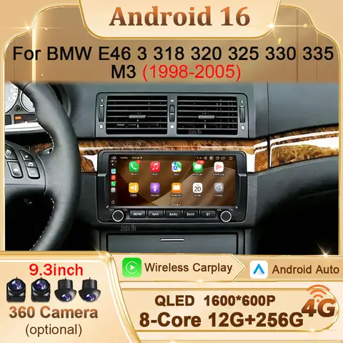 Car Radio Multimedia Player Carplay Android for BMW E46 3 318 320 325 330 335 M3 1998 - 2005 Split Screen Head Unit DSP Stereo