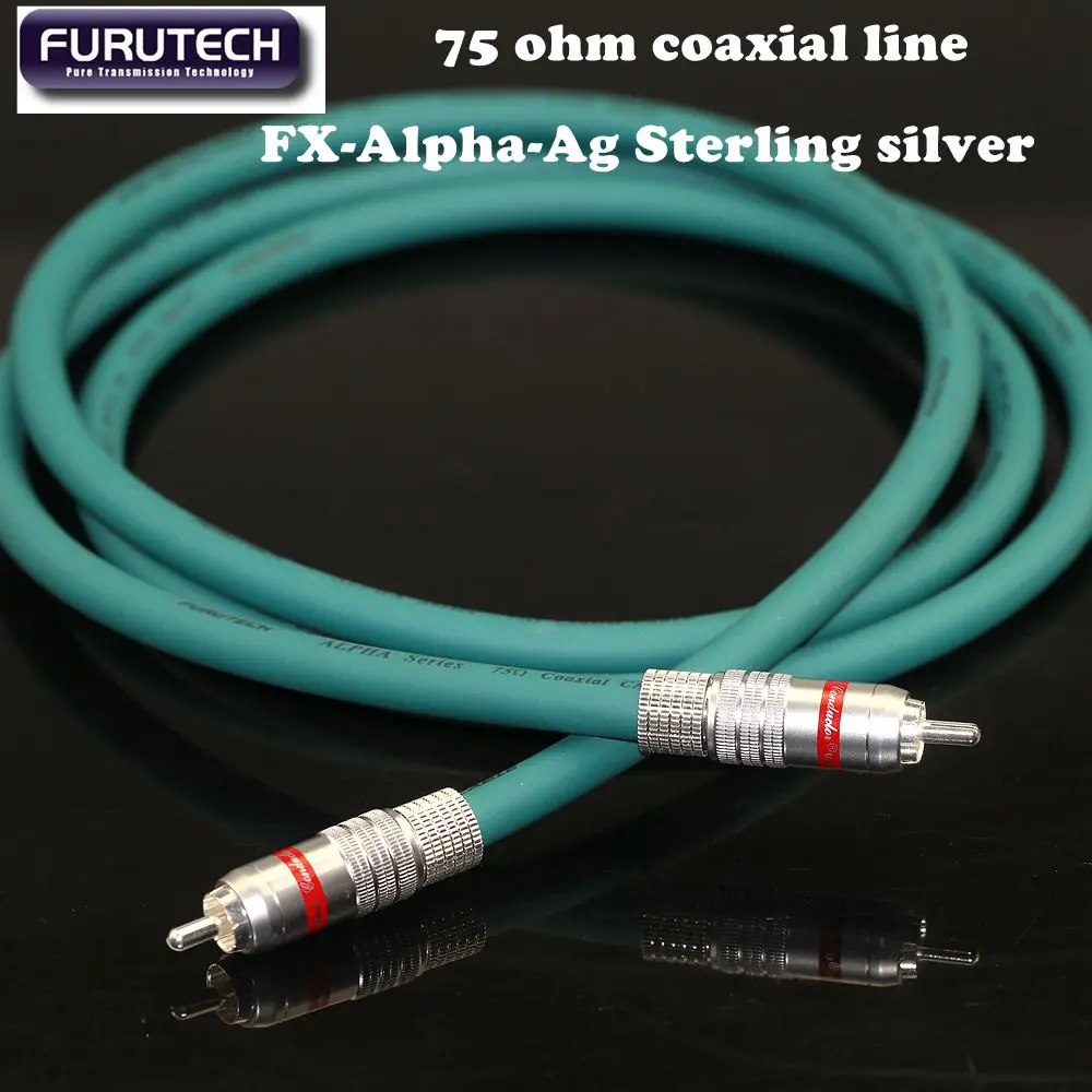 The original FURUTECH FX-Alpha-Ag sterling silver 75 ohm coaxial audio digital cable is connected to the silver plated CMC plug