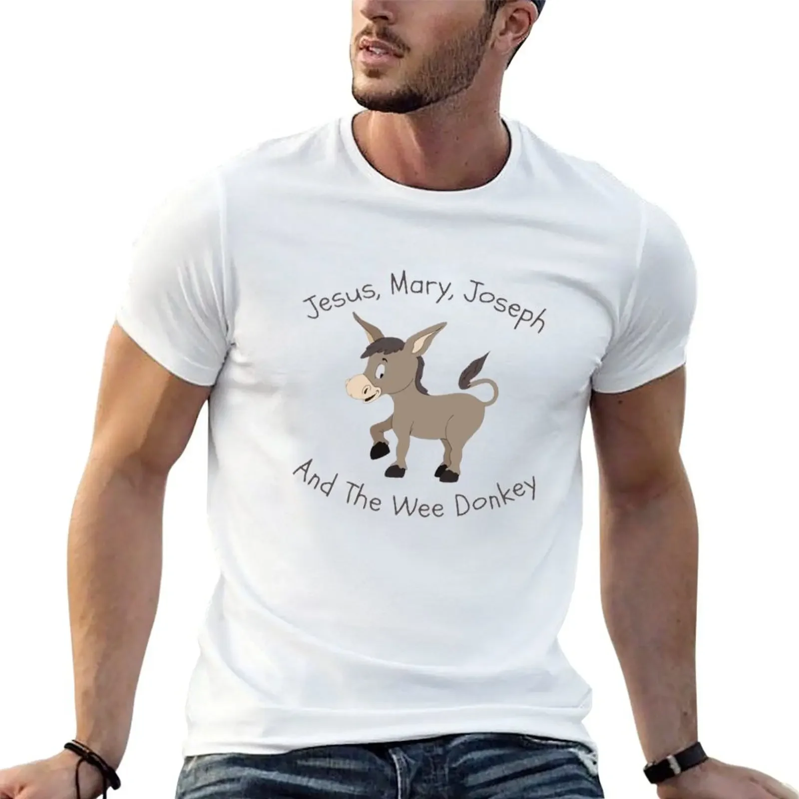 

Jesus Mary and Joseph and The Wee Donkey - Jesus and The Wee Donkey T-Shirt plain quick drying mens clothing