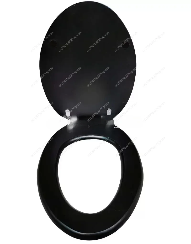 OUV-Universal Thickened Seat Ring, Solid Wood Toilet Seat Cover, Black Walnut, Stainless Steel, Cushioning, Sagging Hinge Seat