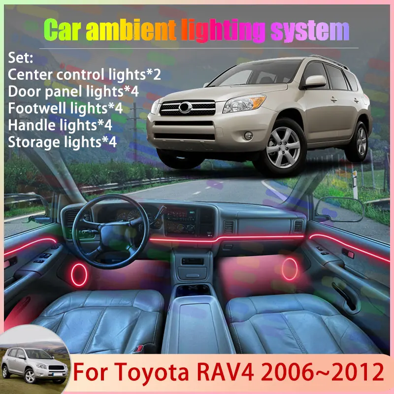 

For Toyota RAV4 XA30 MK3 Vanguard 2006~2012 2007 2/18 in 1 Car Atmosphere Light Lamp RGB Shade Ensemble Streamer Atmosphere Set