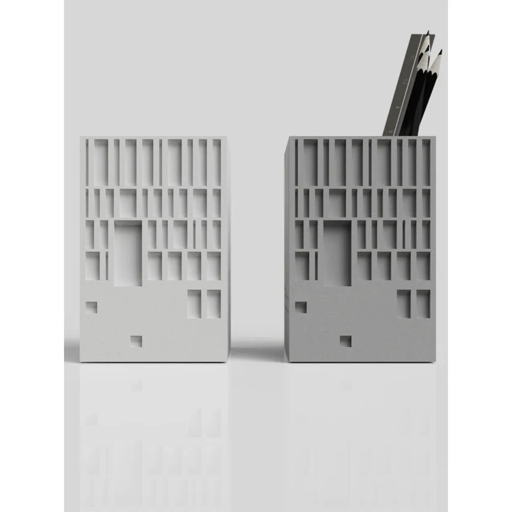 Creative Murcia City Hall Cement Building Model Ornaments, Simple House Shape Pen Holder, Home Decoration Storage Ornaments