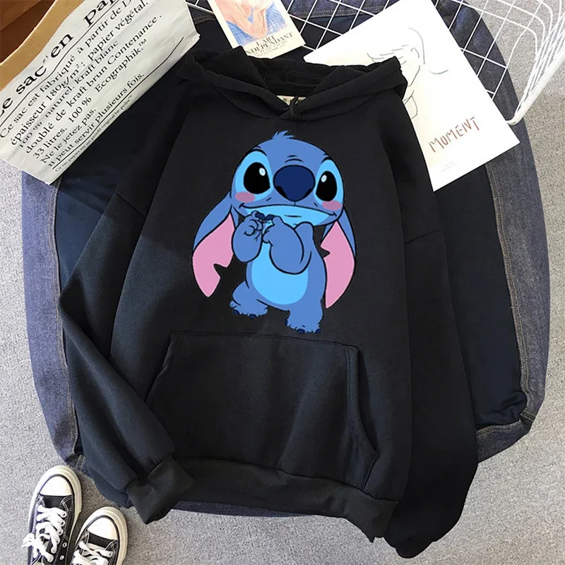 Sudadera con capucha de Disney para mujer, Jersey Harajuku, Top informal Kawaii, Sudadera con cuello redondo y estampado de Ángel, sudadera de manga