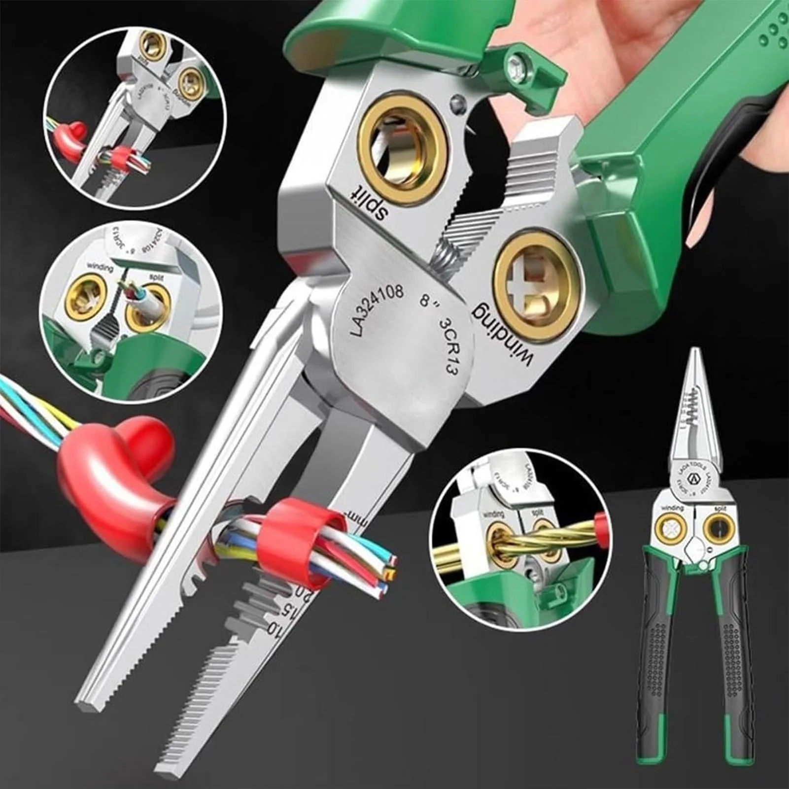 8 In 1 Electrical Wire Stripping Pliers Crimper Cable Cutter Multifunctional Stripping Crimping Pliers Terminal Hand Tools