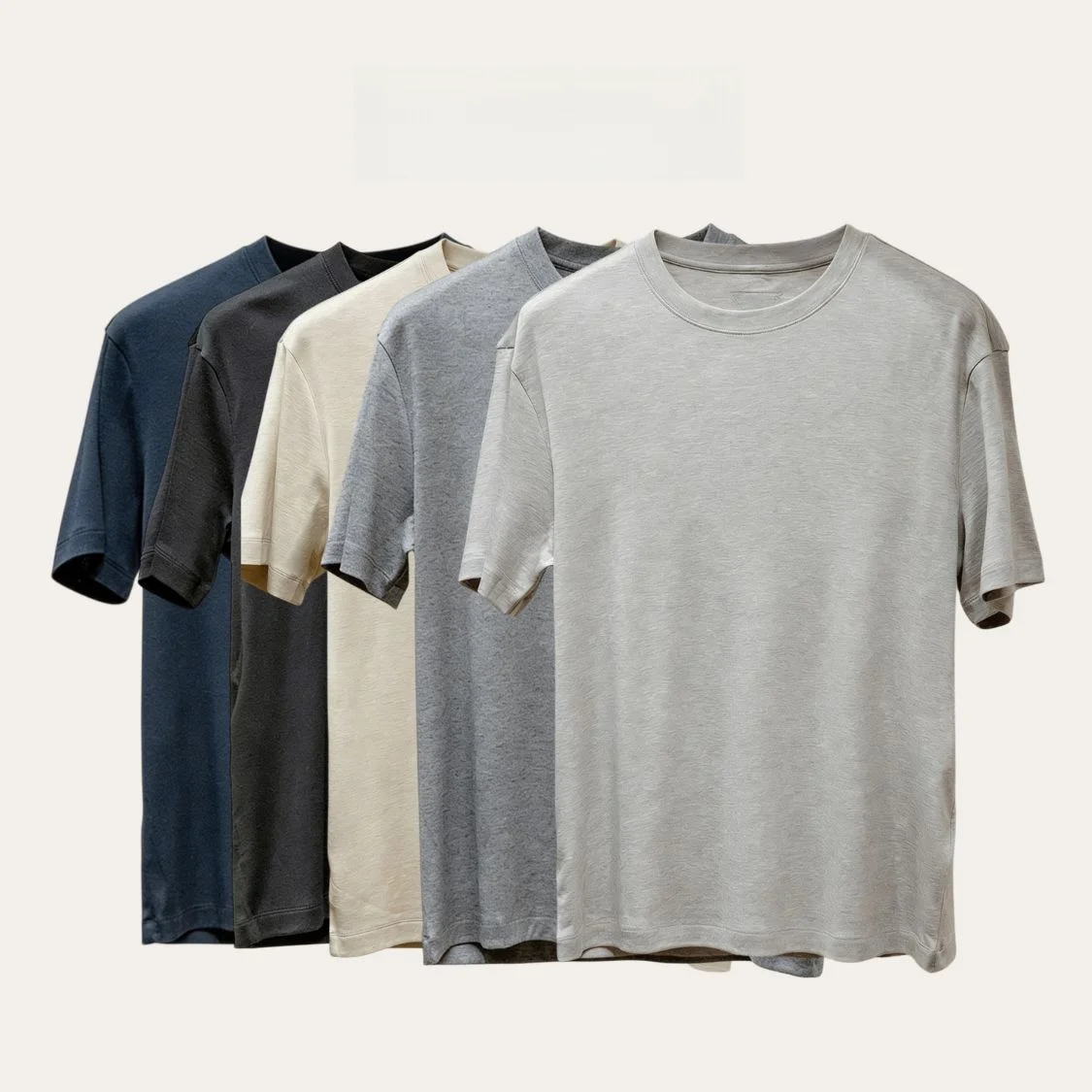 

High-End Men's Lenzing Wool T-Shirt round Neck Short Sleeve Lightweight Luxury Breathable Casual Fashion Urban Style Summer