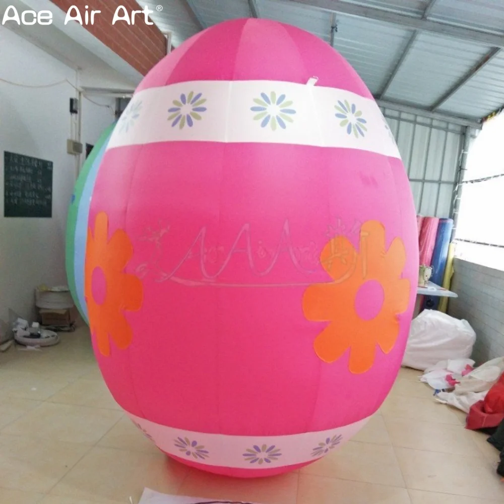 Huevos de Pascua inflables gigantes de color rosa, decoraciones inflables coloridas para patio navideño para fiesta de Pascua y exhibición de jardín al aire libre