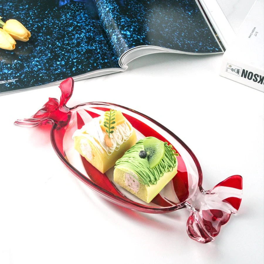 Home Colorful Fruit Bowl Snacks Nut Candy Cake Tray Modern Home Living Room Decoration Party Snack Tray Christmas Decoration